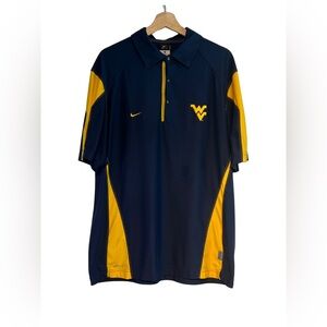 Nike DriFit Mens Polo DriFit large Navy WV Mountaineers Athletic Shirt Football